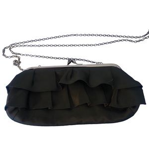 Hollywould For Target Black Satin Ruffled Evening Bag
